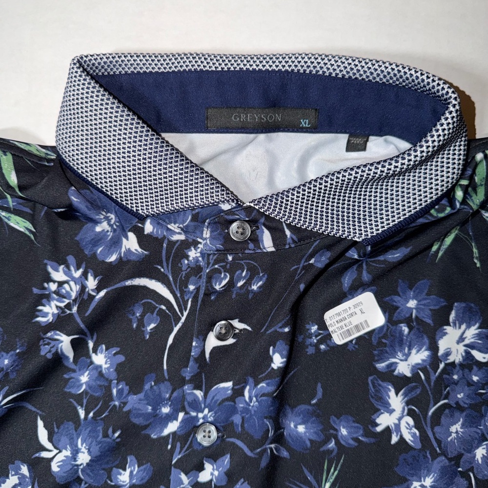 Greyson Navy Floral Polo Shirt - Picture 3 of 5